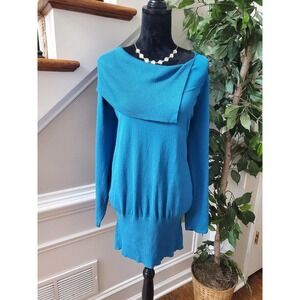 Ounce Women's Solid Blue Viscose Long Sleeve Pullover Knit Sweater Size 2XL